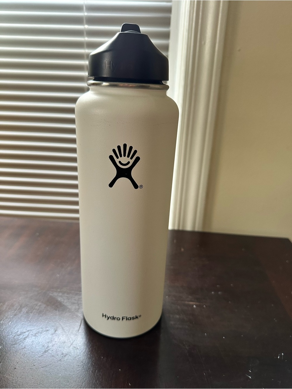Hydro Flask White Bottle with Black Lid